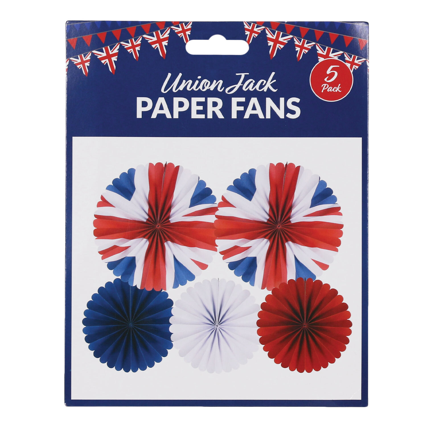 Pack of 8 Union Jack Paper Fans Image 1