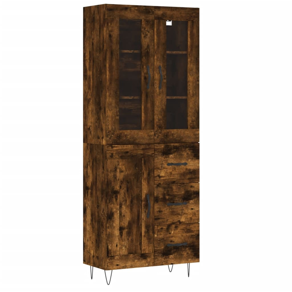 vidaXL 3 Door 3 Drawer Smoked Oak Highboard Image 2