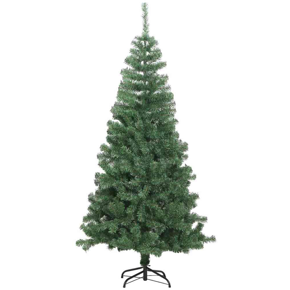 vidaXL Pre-Lit Black Baubles Green Artificial Christmas Tree 8ft Image 5