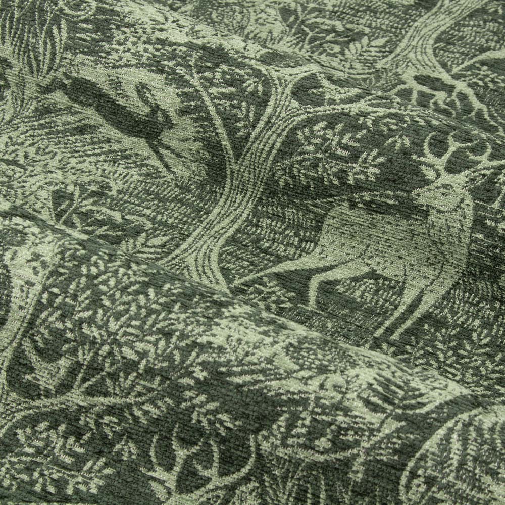 furn. Winter Woods Emerald Animal Chenille Eyelet Curtains 168 x 137cm Image 5