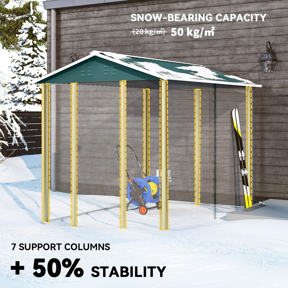 Outsunny 8.3 x 5.9ft White and Green Apex Garden Shed Image 5