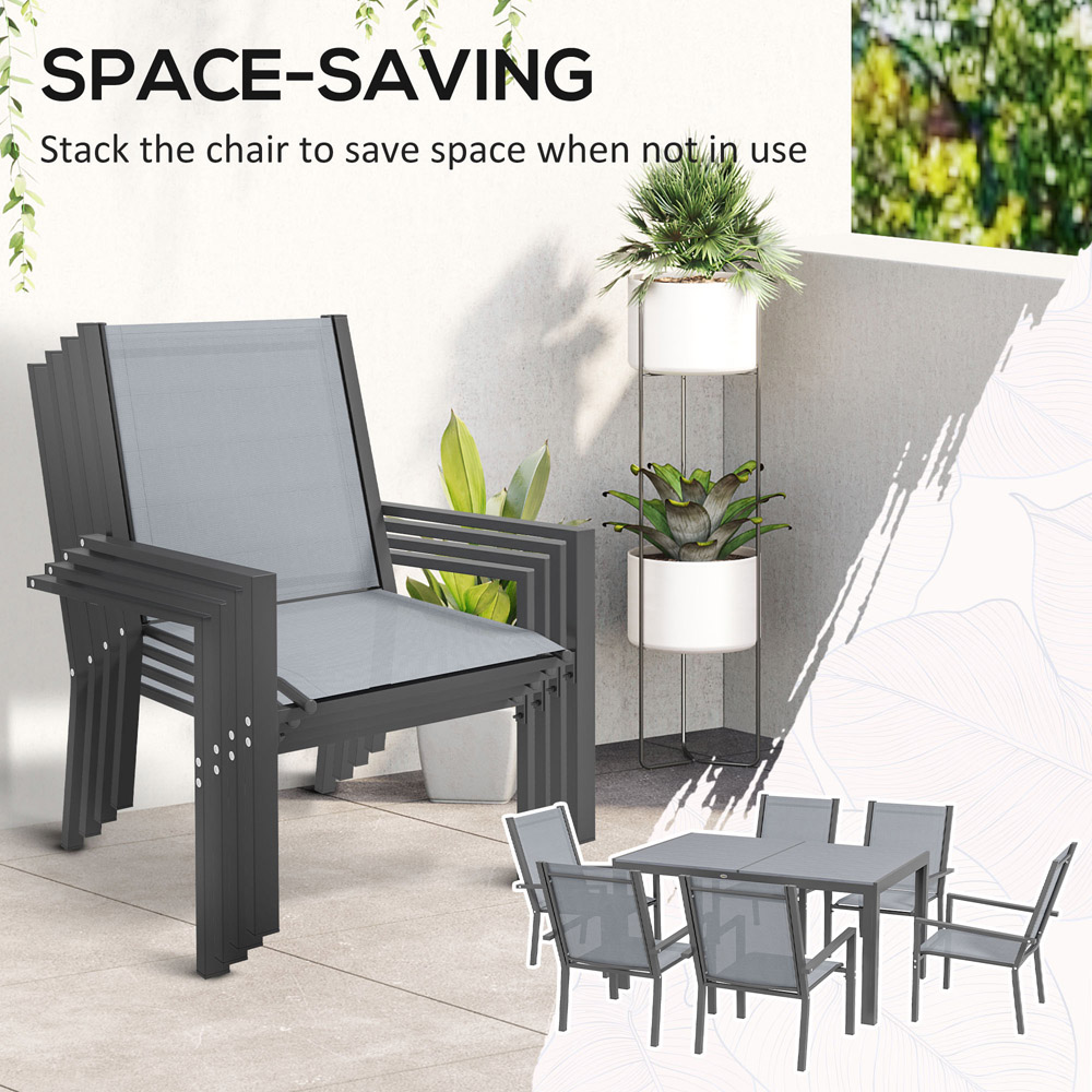 Outsunny 6 Seater Plastic Wood Dining Set Grey Image 4