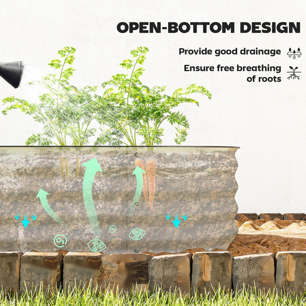 Outsunny Cream White Galvanised Raised Garden Bed with Safety Edging 30 x 150 x 62cm Image 5