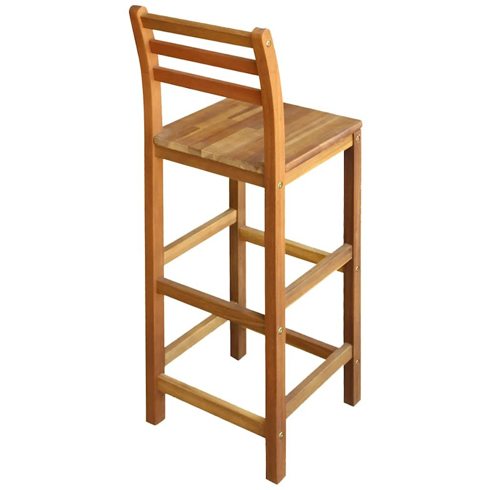 Walplus Solid Acacia Wood Bar Chair Set of 2 Image 4