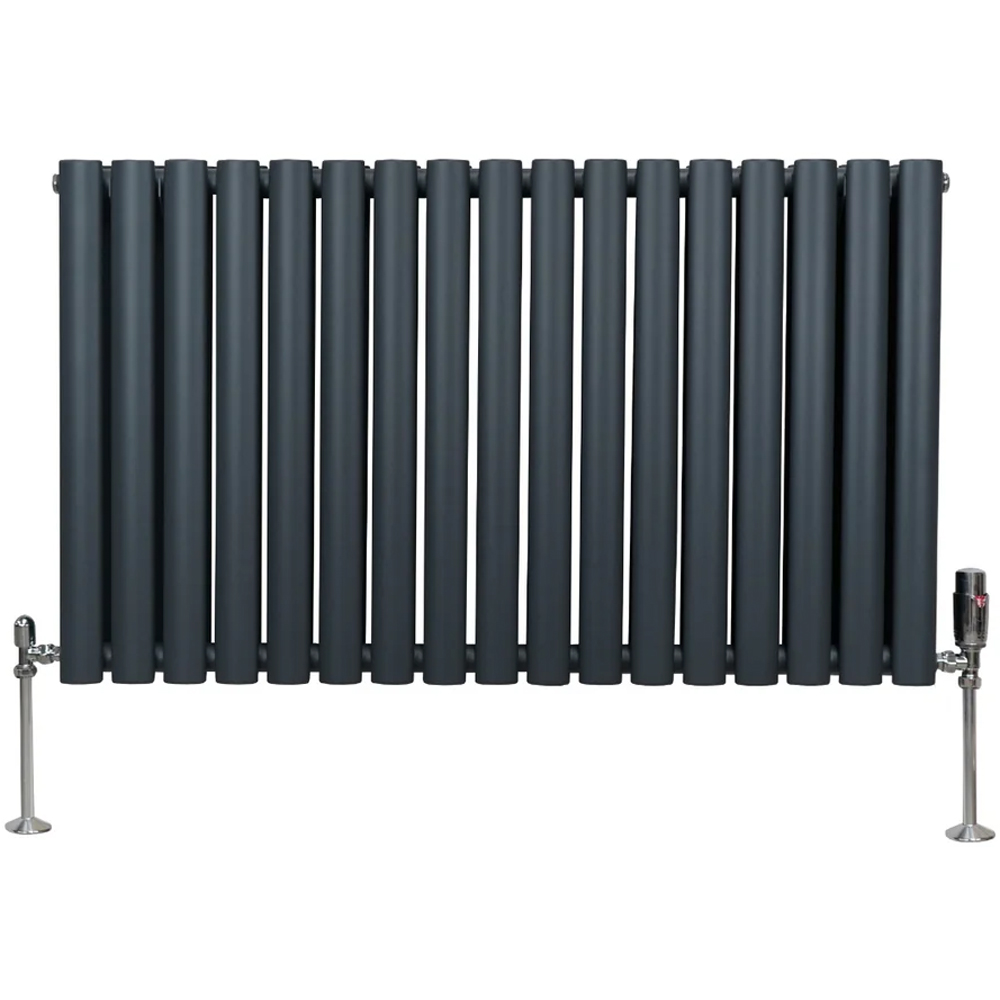 Monster Shop 4562BTU Anthracite Grey Oval Column Radiator and Valves 600 x 1020mm Image 1