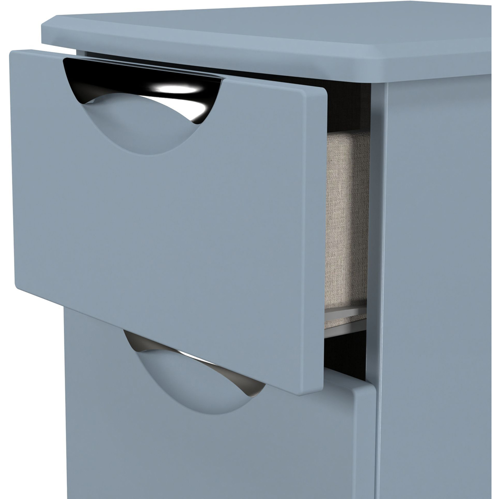 Crowndale Camden 3 Drawer Denim Blue Bedside Cabinet Ready Assembled Image 6