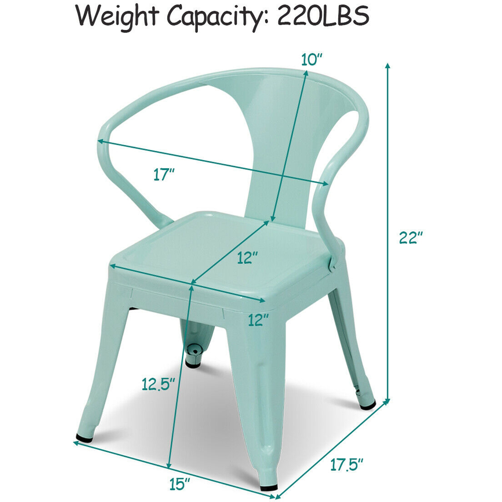 Costway Set of 2 Blue Kids Steel Chair Image 9