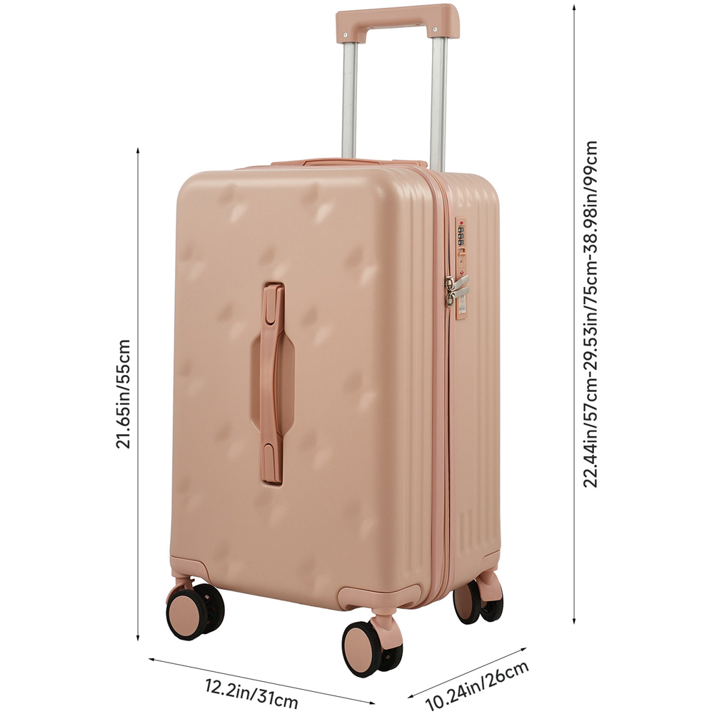 H&O Direct Pink ABS Hard Shell Suitcase with Cup Holder USB Port and Stickers 20 inch Image 6