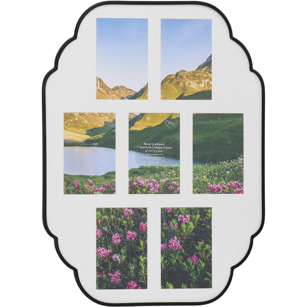 Scalloped 7 Aperture Collage Frame - Black Image 1