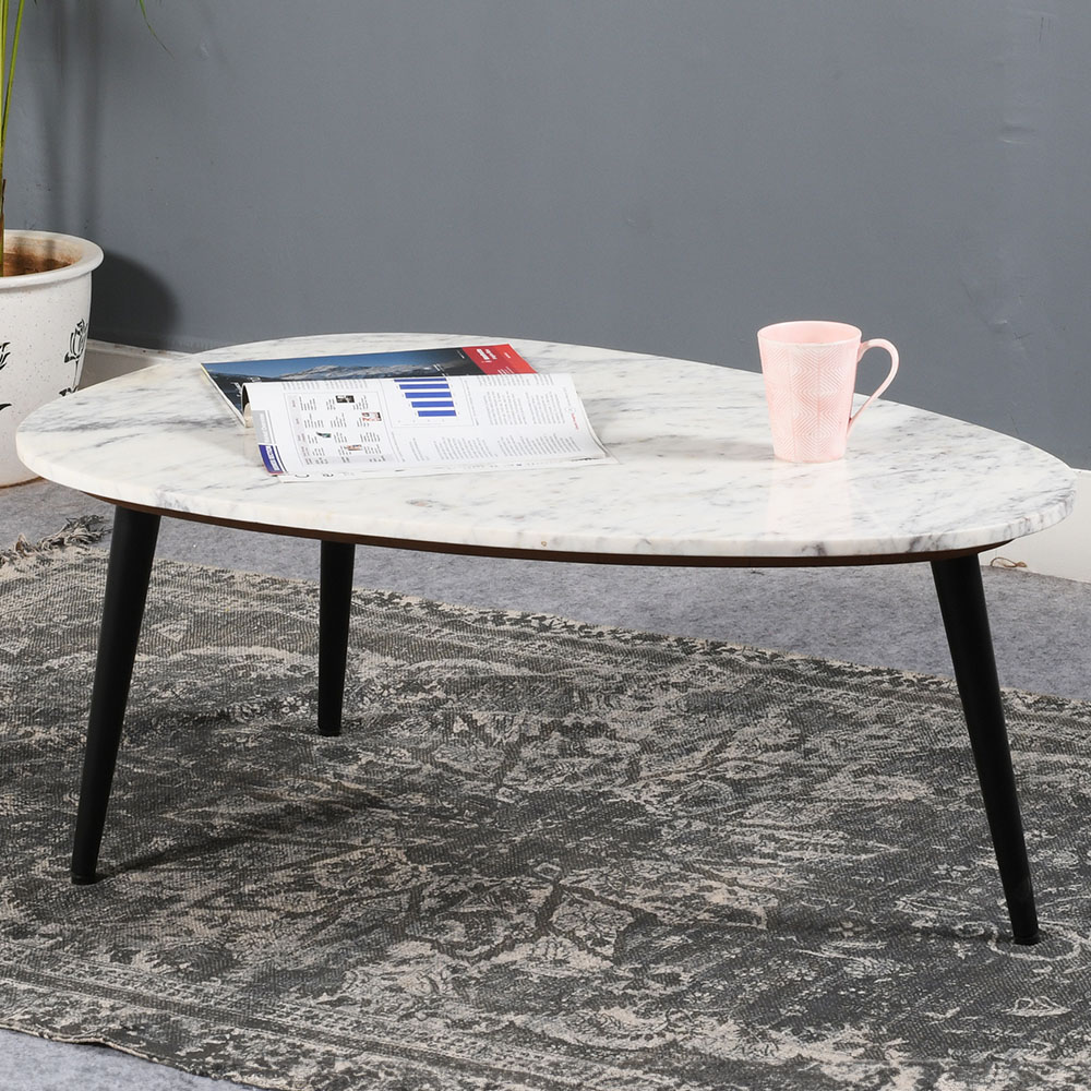 Brooklyn Opal White Marble Top Coffee Table Image 1