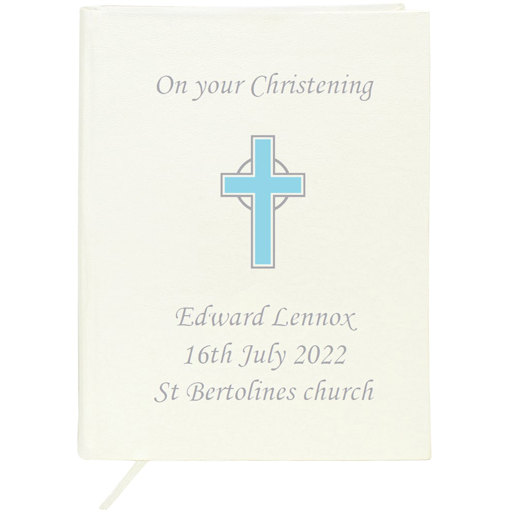 Personalised Memento Personalised Eco Friendly Blue Cross Holy Bible Image 1