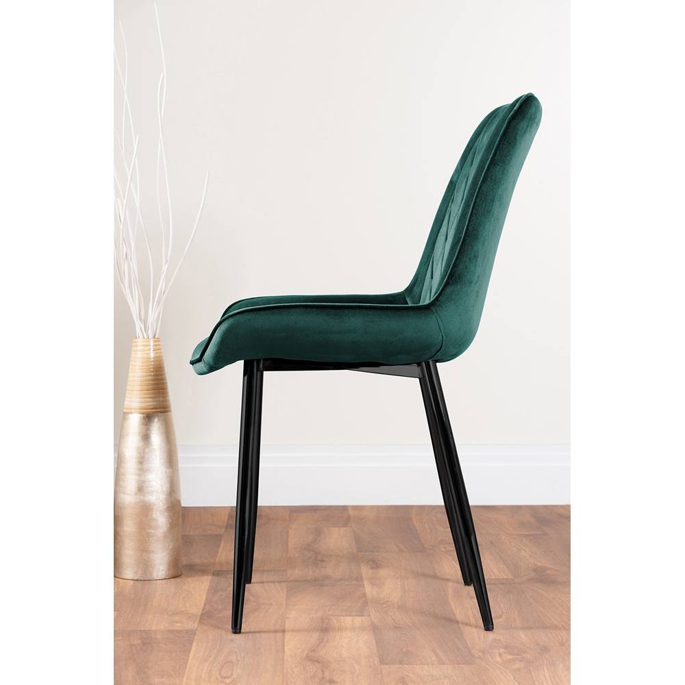Furniturebox Cesano Set of 2 Green and Black Velvet Dining Chair Image 3