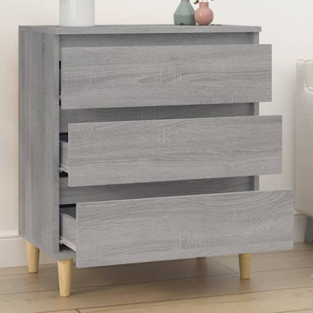 vidaXL 3 Drawer Grey Sonoma Sideboard Image 1