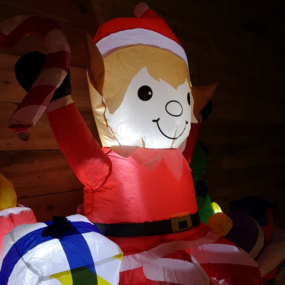 Premier Christmas Inflatable Fireplace with Elf and Presents Christmas Decoration 6.5 Image 4