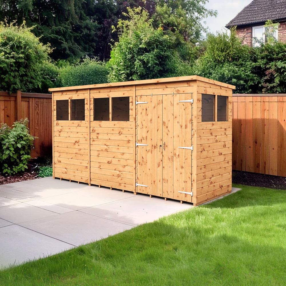 Empire Sheds 12 x 4ft Double Door Tongue and Groove Wooden Pent Garden Shed Image 2