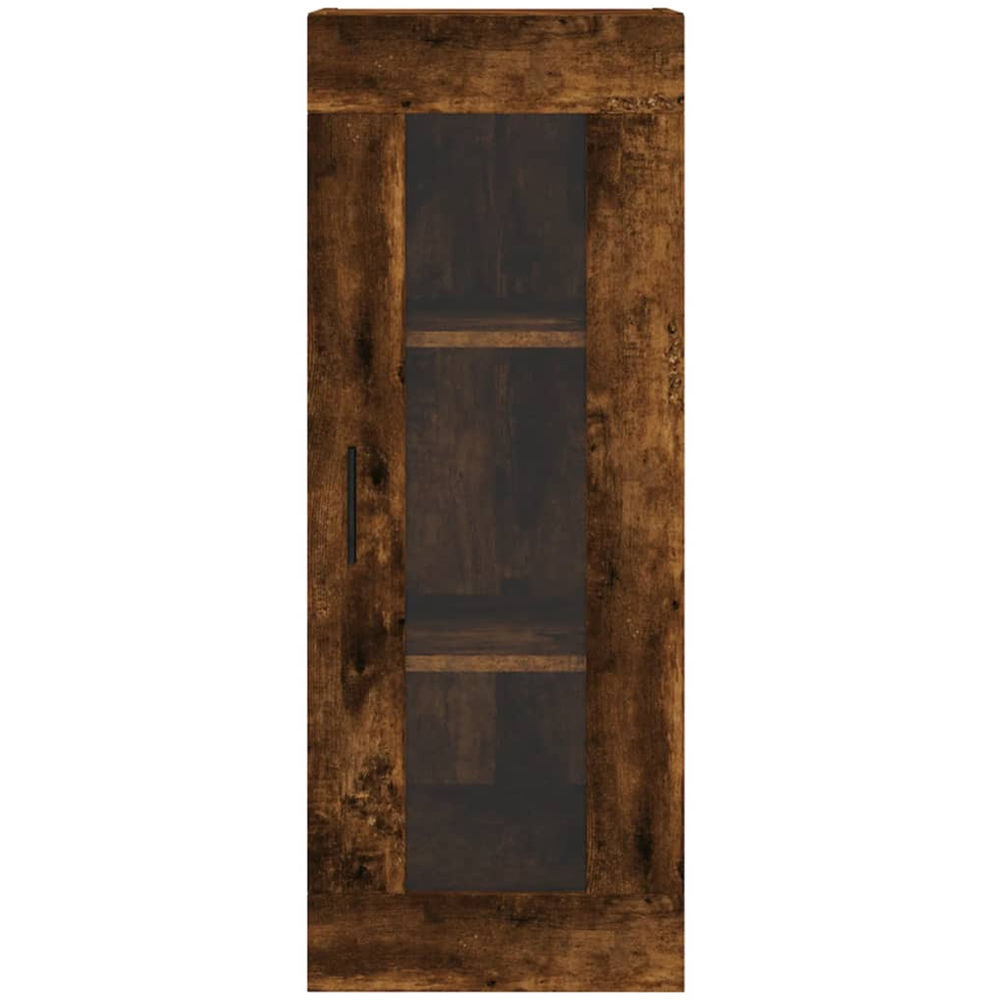 vidaXL Single Glass Door 3 Drawer Smoked Oak Highboard Image 8