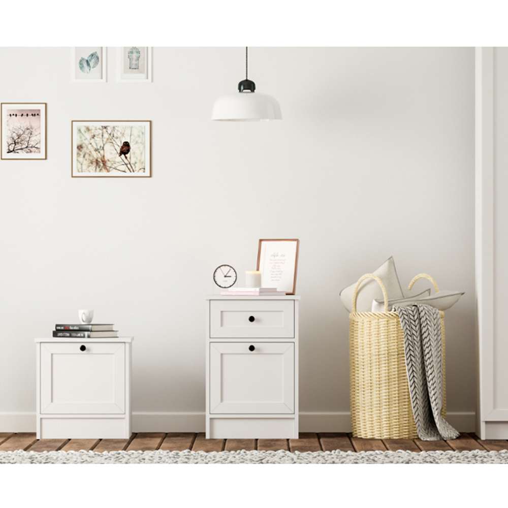 Evu DAISY Single Door Single Drawer White Bedside Table Image 6