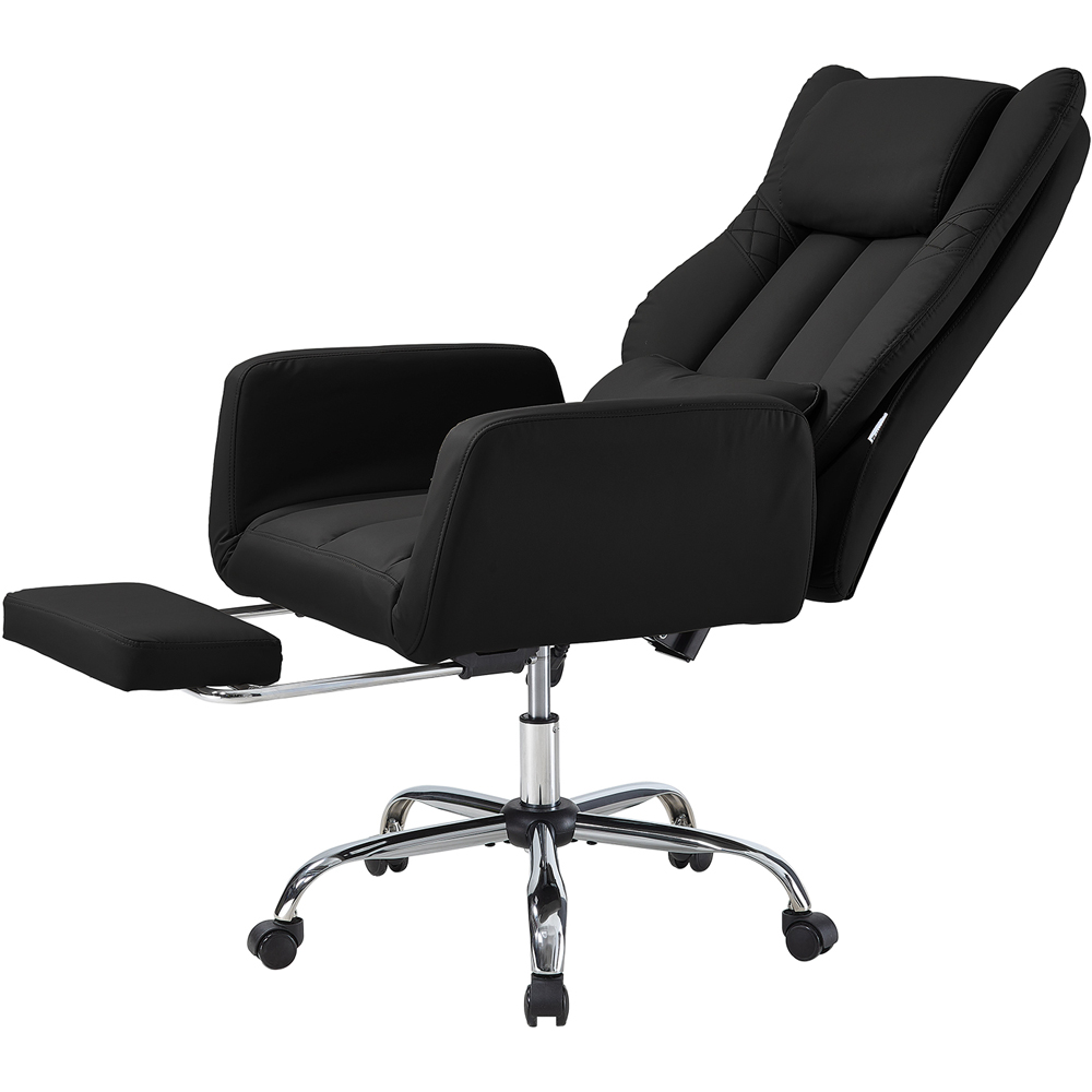 Living and Home Black Cross-Legged Office Chair with Adjustable Headrest and Footrest Image 3