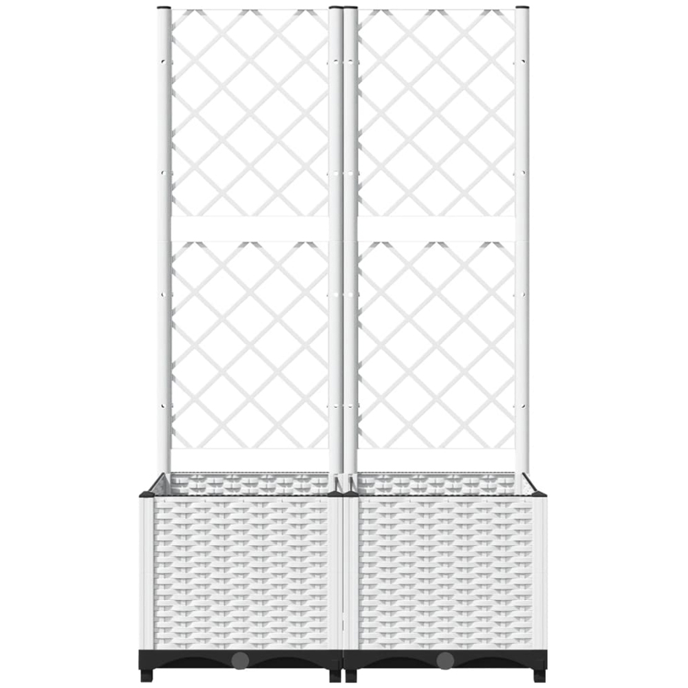 vidaXL White Polypropylene Garden Planter with Trellis 136 x 40 x 80cm Image 3