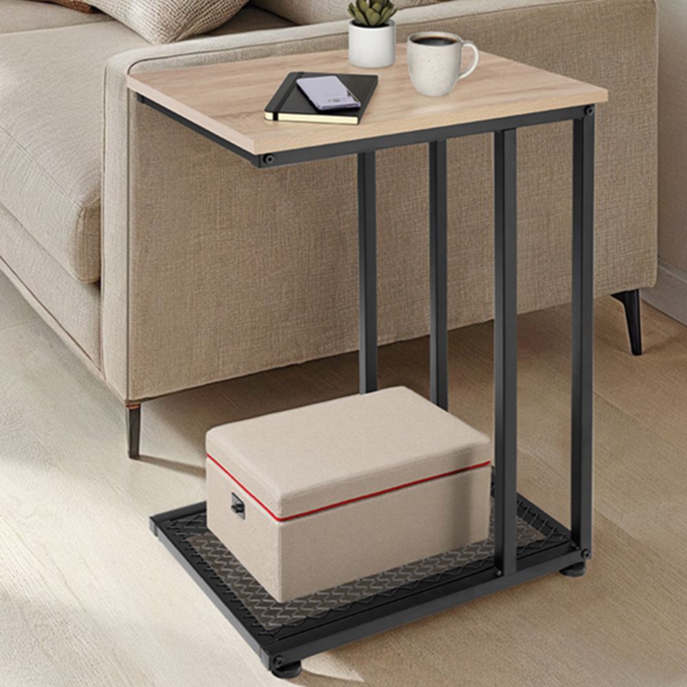 tectake Eton 2 Shelf Light Sonoma Oak Bedside Table Image 1