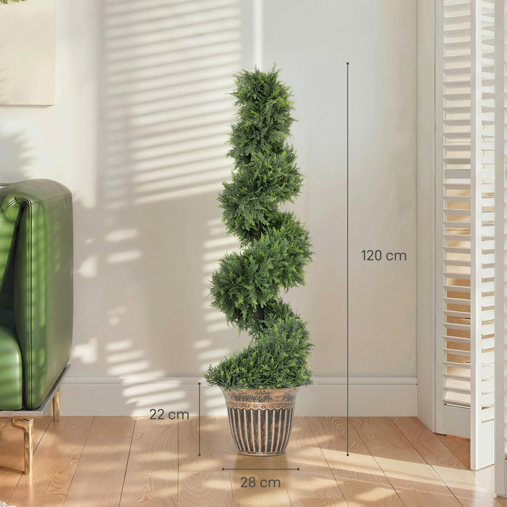 HOMCOM Potted Topiary Spiral Cypress Trees Set of 2 Image 9