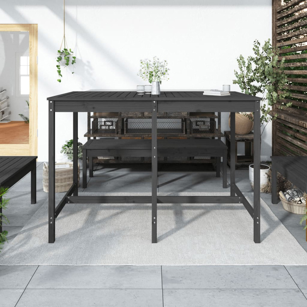 vidaXL 6 Seater Solid Pine Wood Slatted Garden Dining Table Grey Image 6