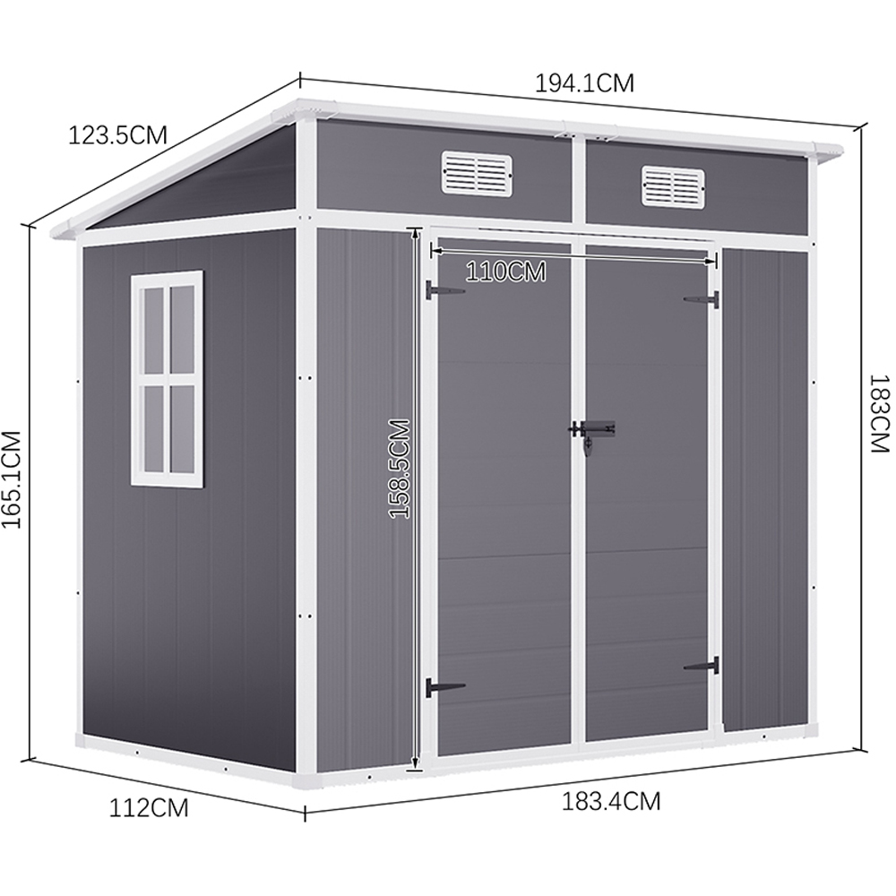 Living and Home 6 x 3.7ft Outdoor Plastic Garden Storage Shed Image 9
