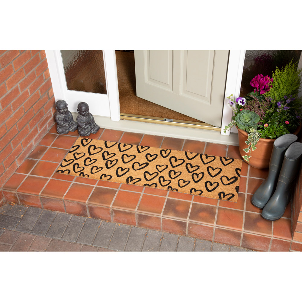 Eselle Astley Natural Printed Hand Drawn Hearts Doormat 40 x 120cm Image 2
