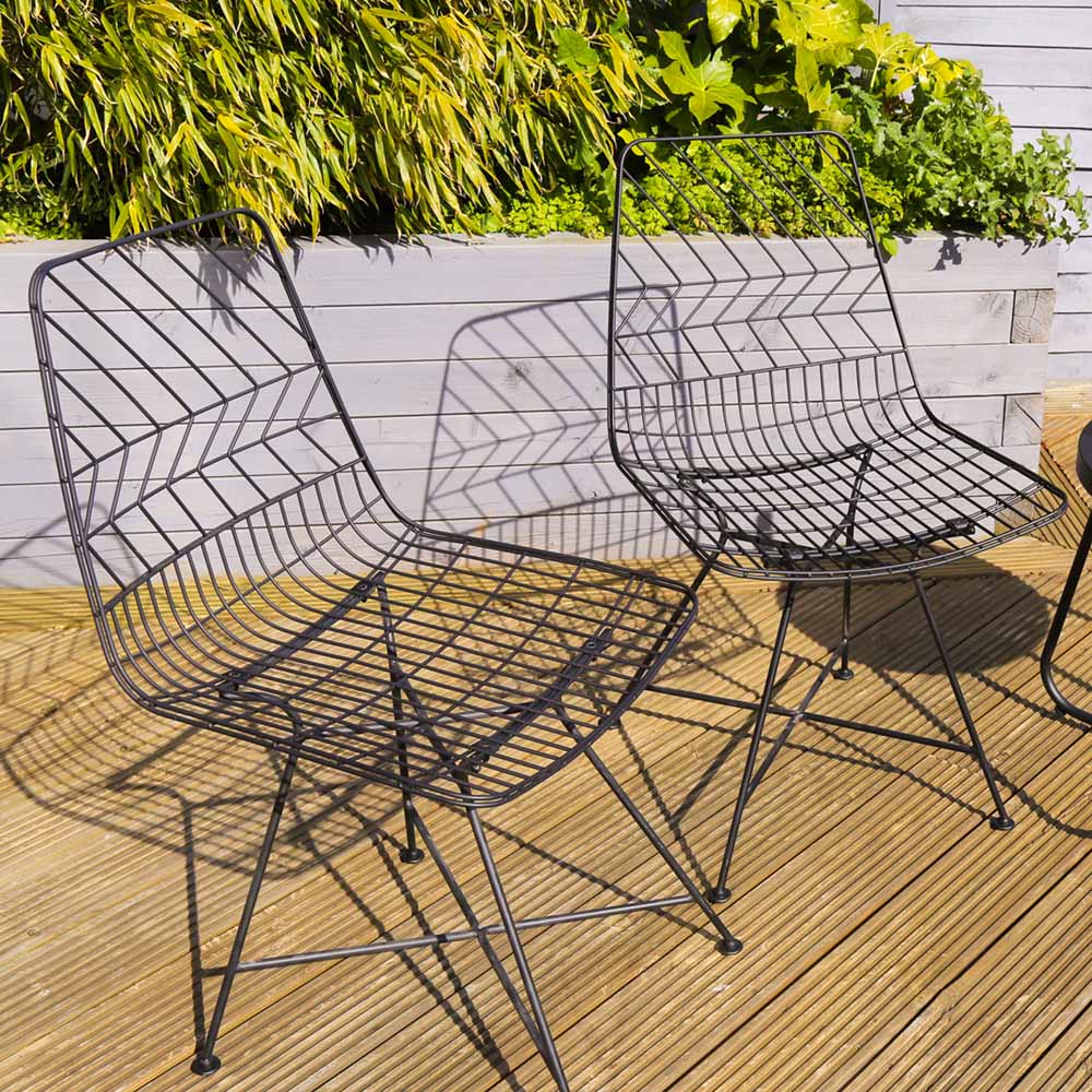 Charles Bentley Pair Of Metal Outdoor Chairs Black | Wilko