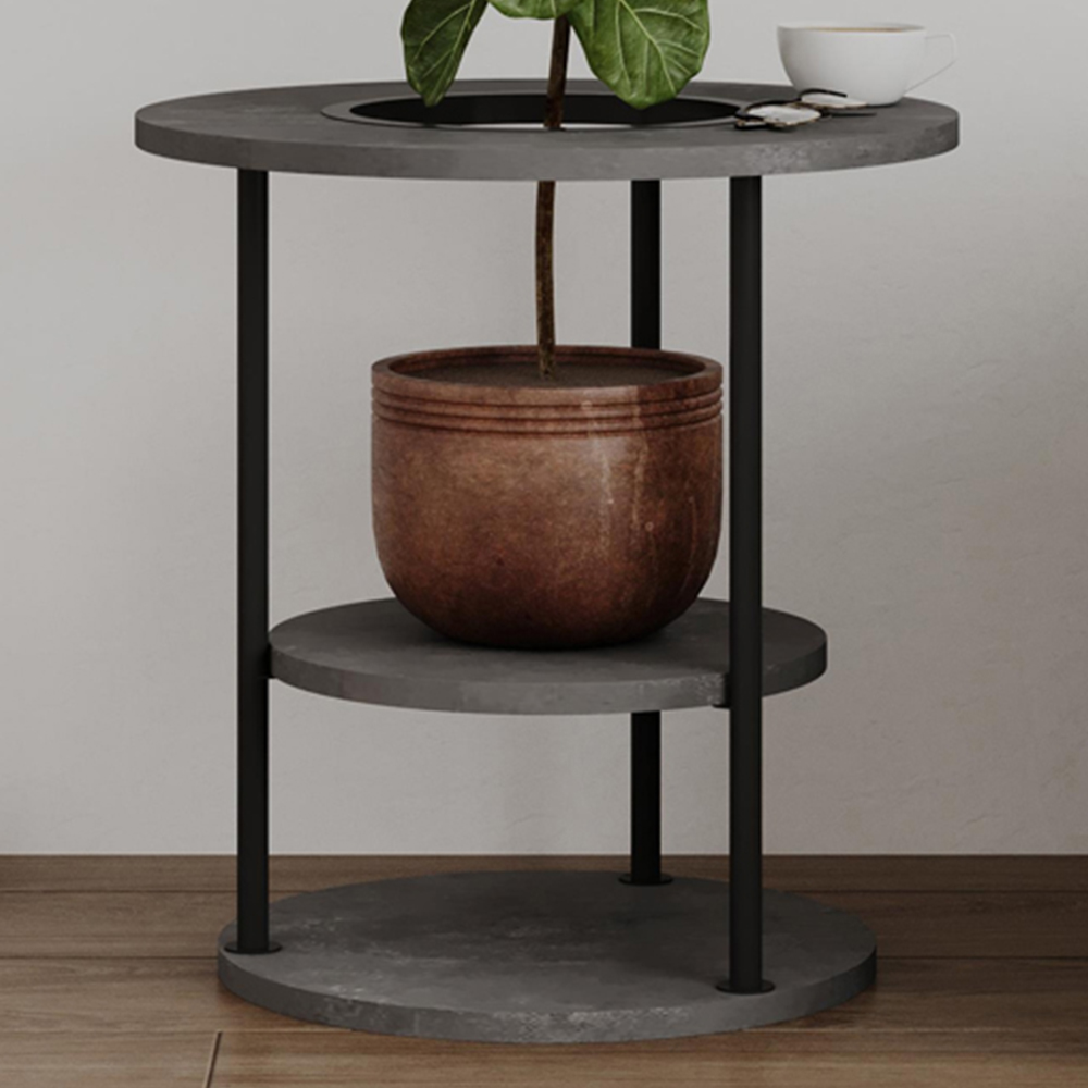 Decortie Grova 3-Tier Retro Grey Side Table Image 1