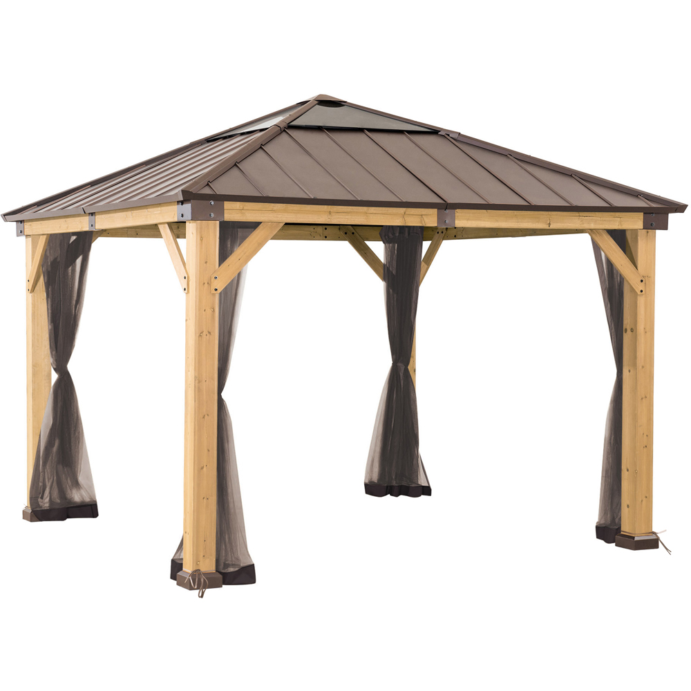 Sunjoy 3.3 x 3.3m Khaki Accessory Netting for Cedar Wood Gazebo (Gazebo Not Include) Image 2