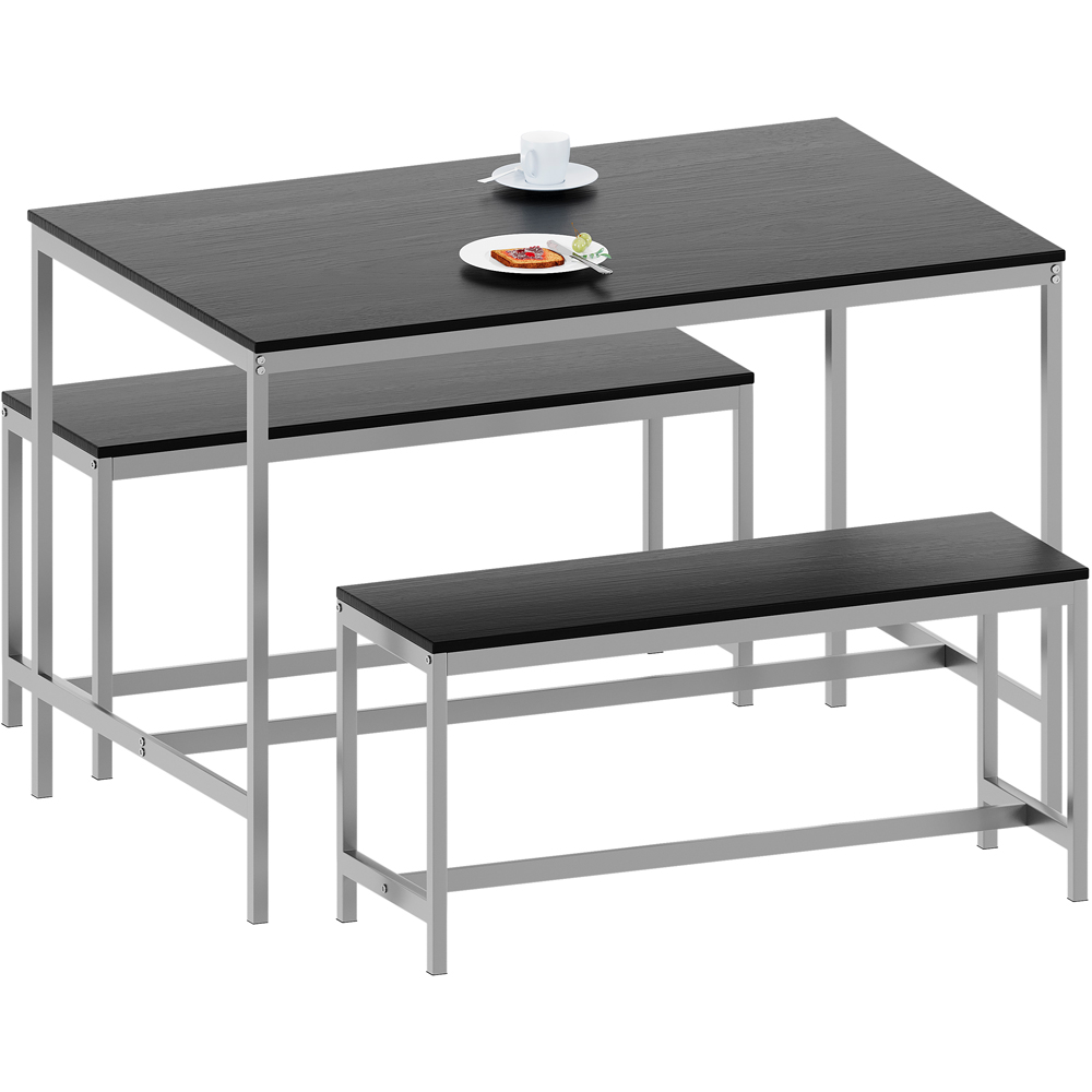 Vida Designs Roslyn 4 Seater Metal Frame Dining Bench Set Black Image 2