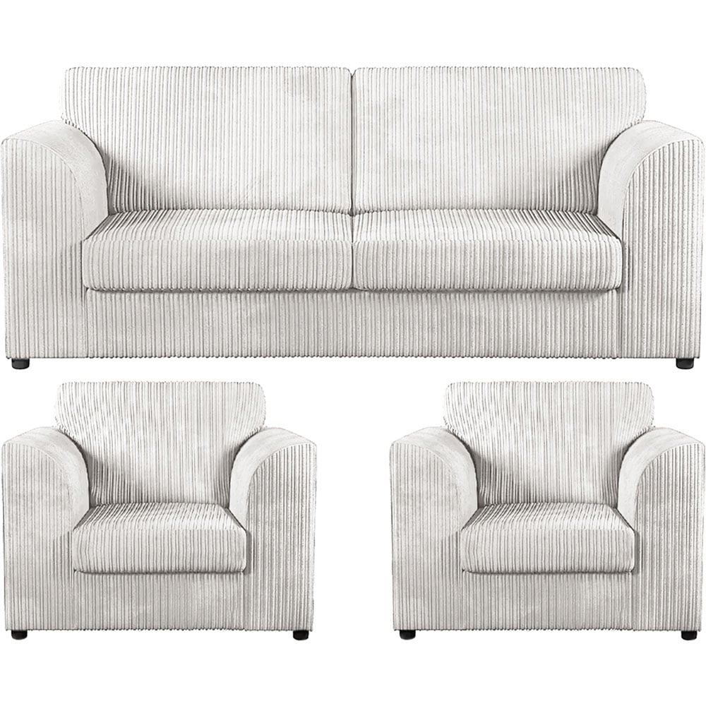 Luxor 5 Seater Silver Jumbo Cord Full Back Sofa Suite Image 2