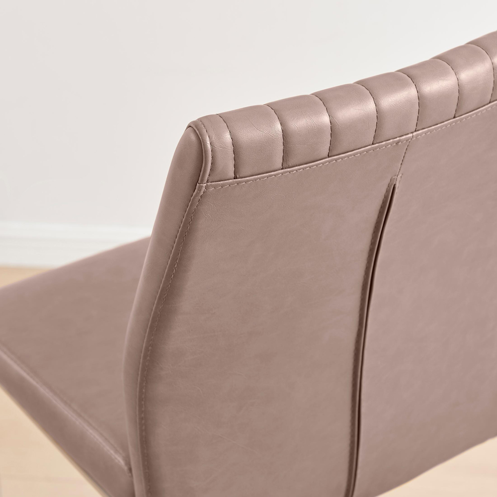 Furniturebox Fontana Cappuccino Beige and Silver Faux Leather Bar Chair Set of 2 Image 3