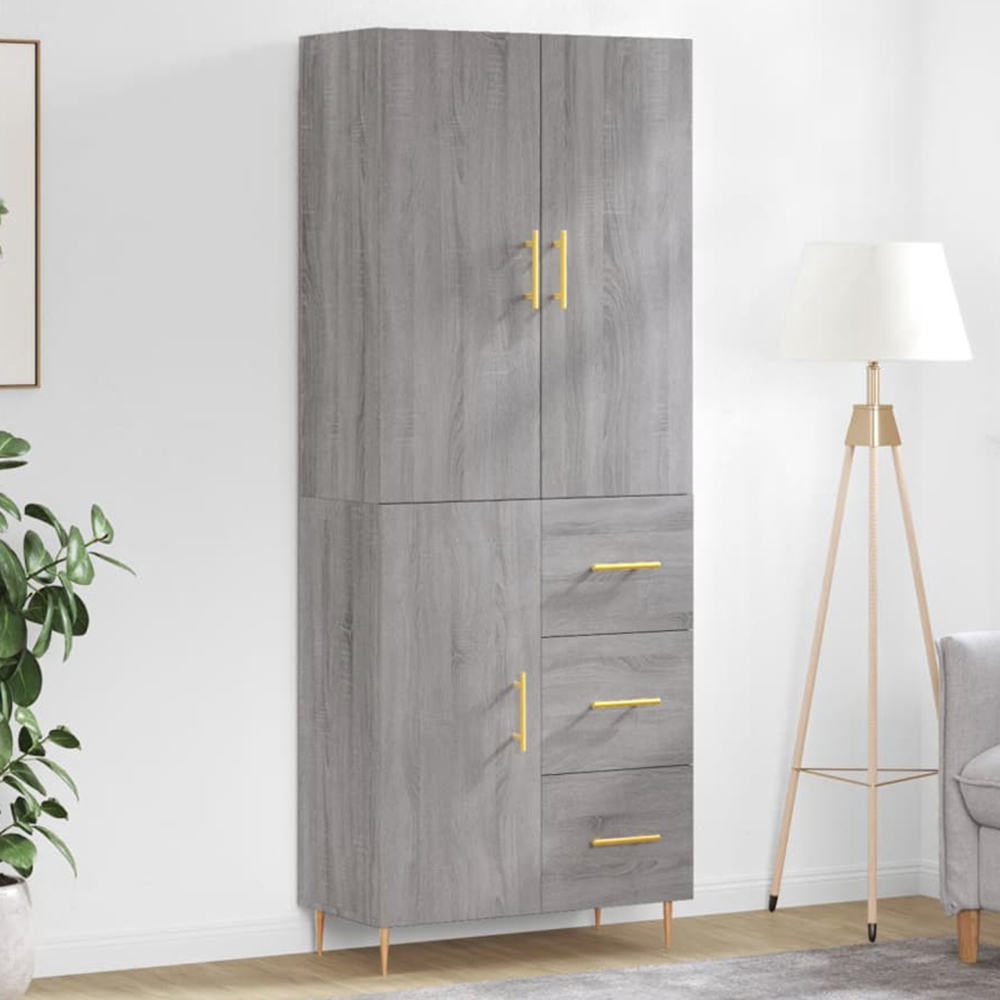 vidaXL 3 Door 3 Drawer Grey Sonoma Wooden Highboard Image 1
