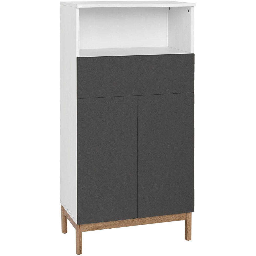 Loft24 Mirza 2 Door Single Drawer White Anthracite Oak Bathroom Cabinet Image 2