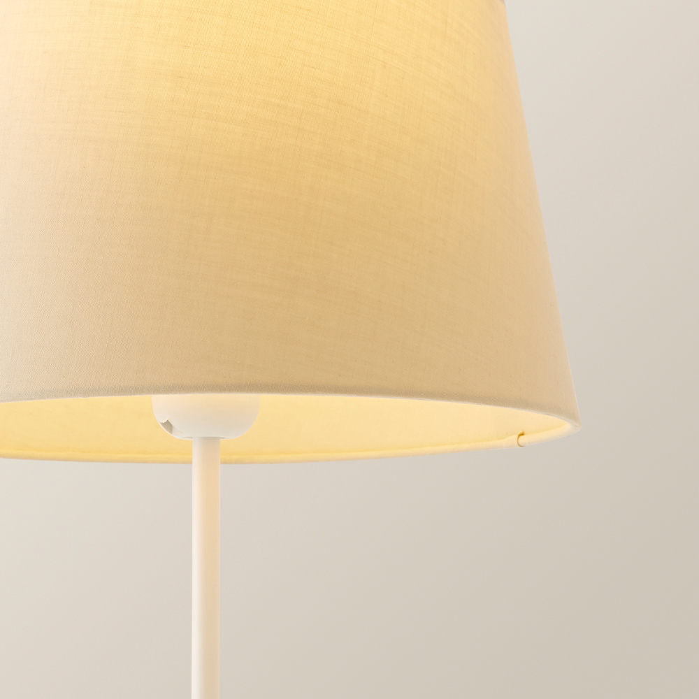 ValueLights Charlie Beige Tapered Shade White Table Lamp and Bulb Image 3