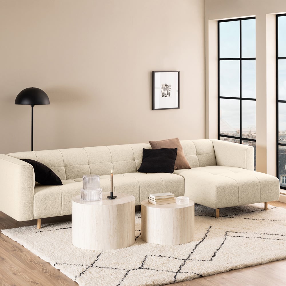 Florence Dice Round Light Travertine Effect Coffee Table Set of 2 Image 9