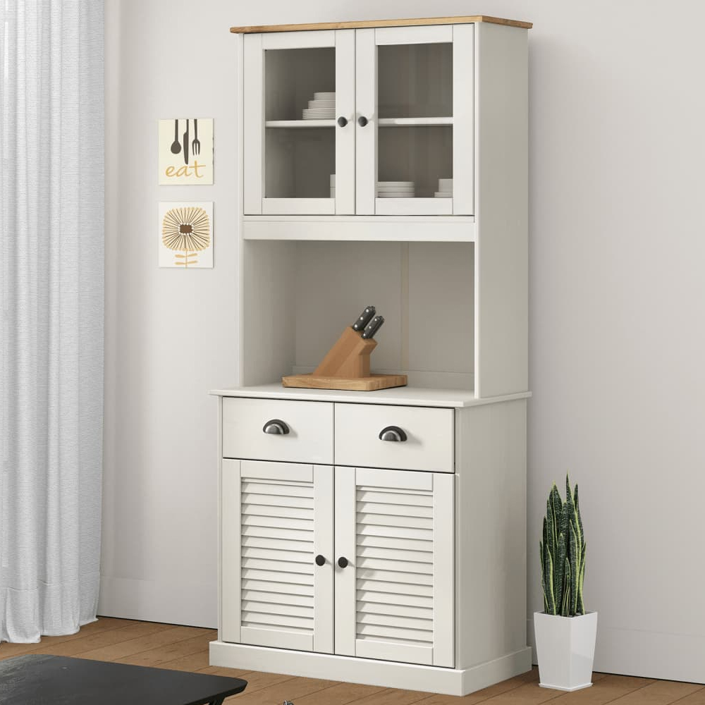 vidaXL Vigo 4 Door 2 Drawer White Highboard Image