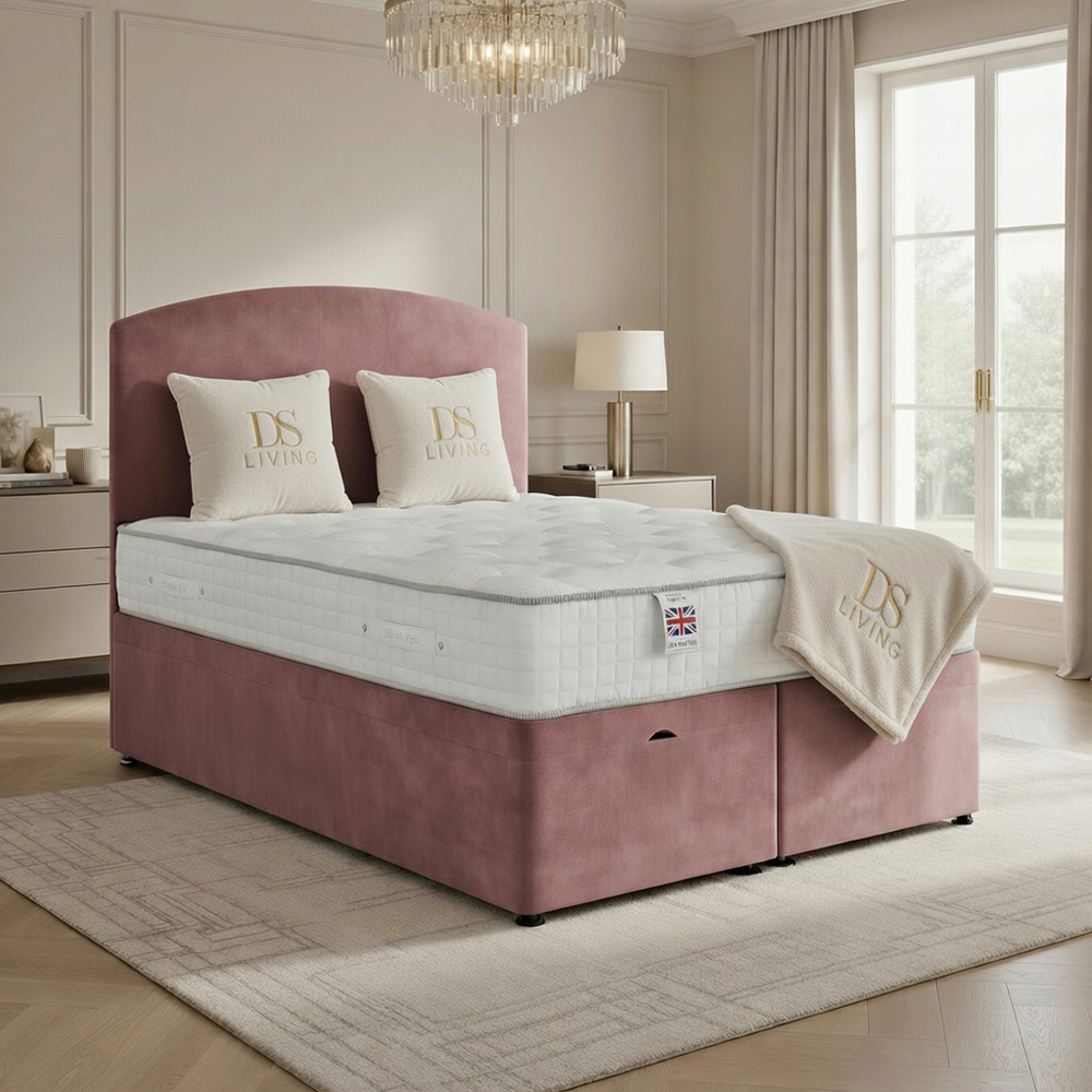 DS Living Opulence Single Pink Velvet Upholstered Ottoman Bed Image 6
