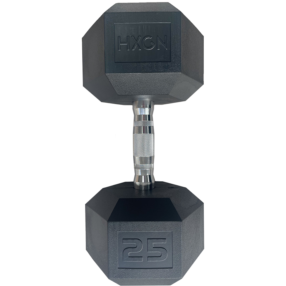 HXGN Pro Hex Black Dumbbell 25kg 2 Pack Image 6