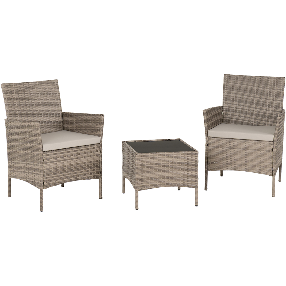 Seconique Willow 2 Seater Grey Fabric Rattan Black Glass Garden Set Image 2