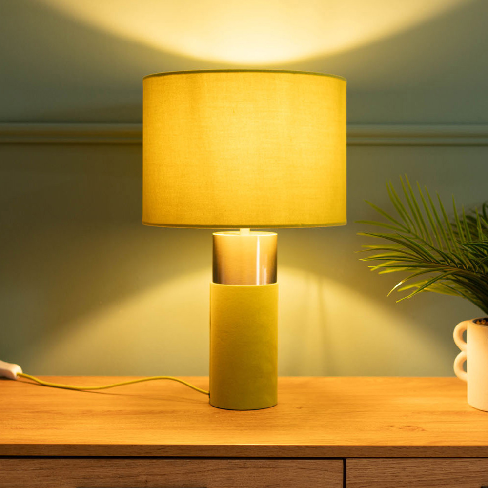 ValueLights Alexa Green Velvet LED Table Lamp Image 2