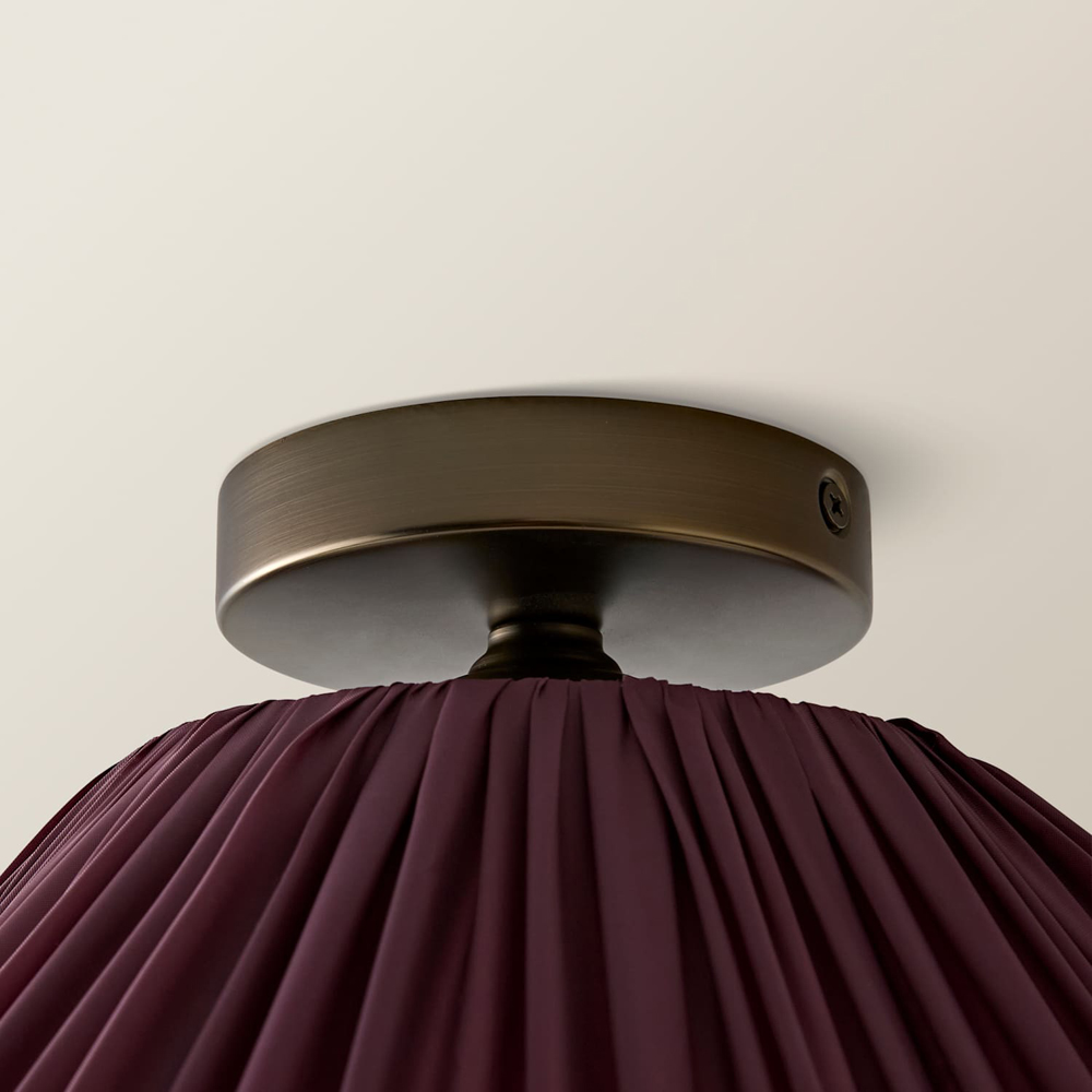 ValueLights Posie Pink Gathered Tapered Shade Flush Ceiling Light with Bulb Image 5
