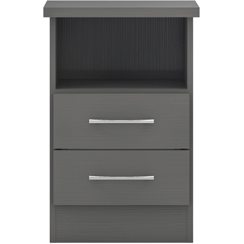 Seconique Nevada 2 Drawer 3D Effect Grey Bedside Table Image 3