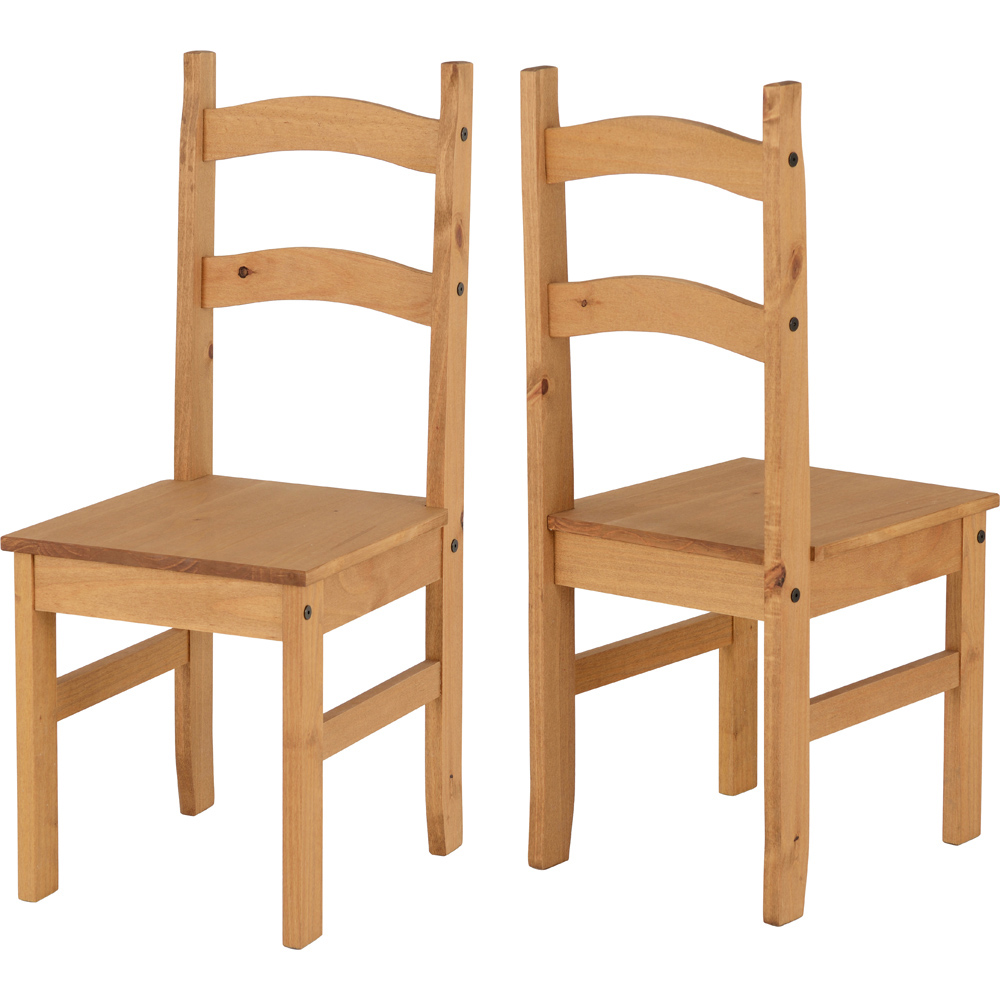 Seconique Budget Mexican Set of 2 Distressed Waxed Pine Dining Chair Image 2