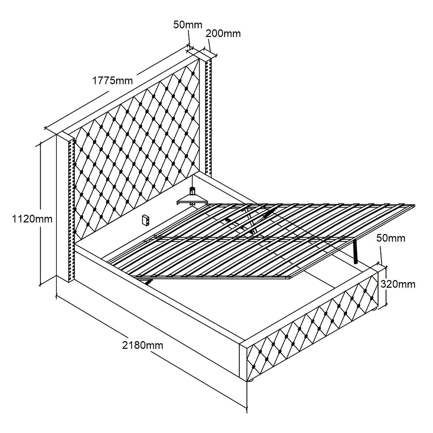 Darcy King Size Grey Brushed Velvet Ottoman Bed Image 5