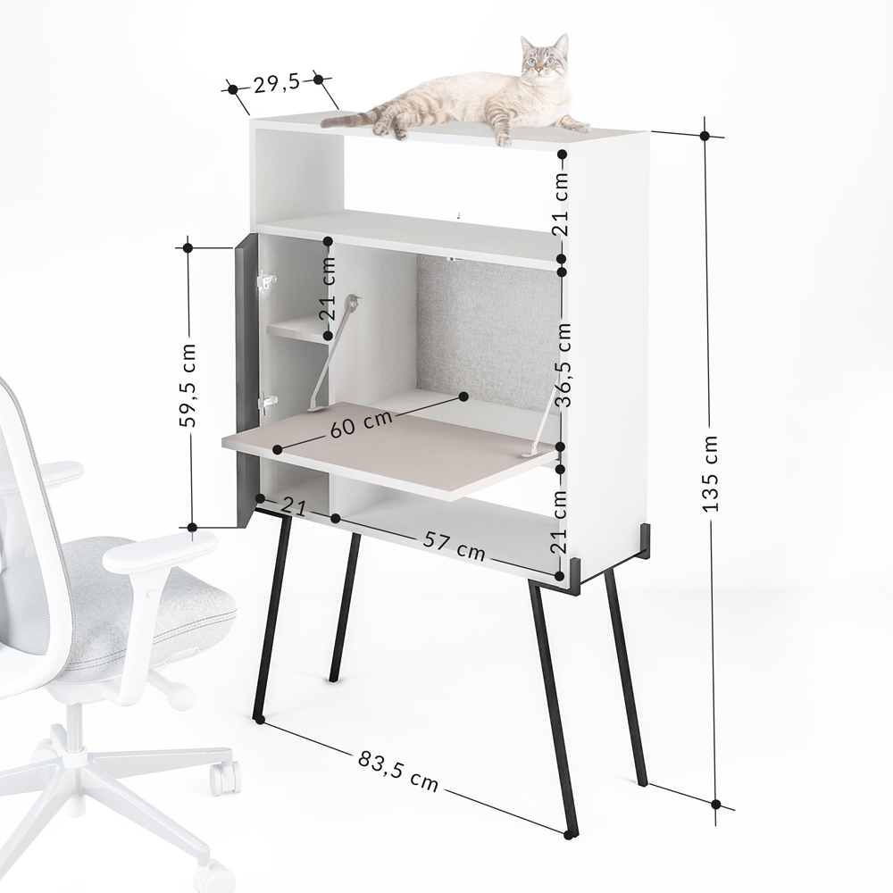 Decortie Tatti Laptop Desk with Shelf Mocha Grey and White Image 9