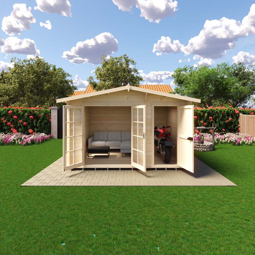 Shire Bourne 12 x 10ft Dual-Purpose Apex Garden Log Cabin with Integral Storage Image 4