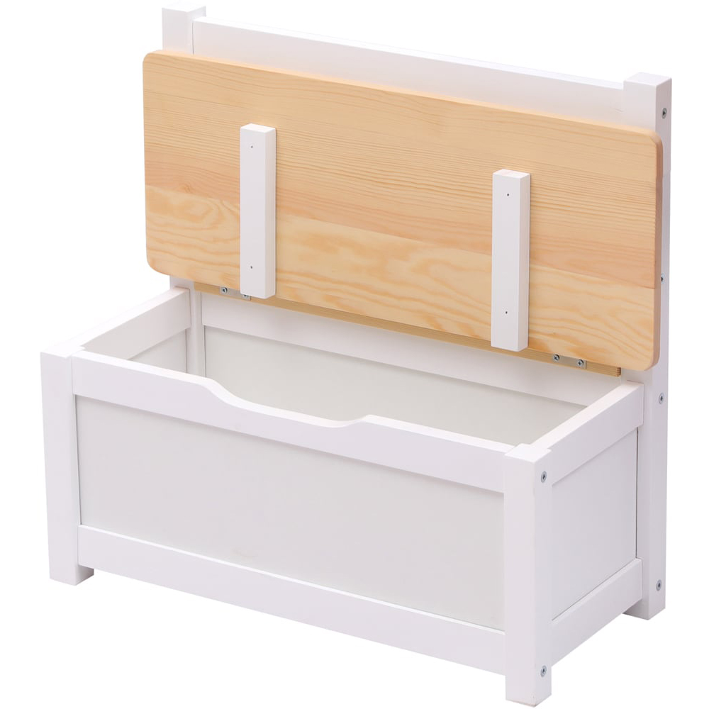 FurnitureHMD White Kids Wooden Storage Bench Image 2